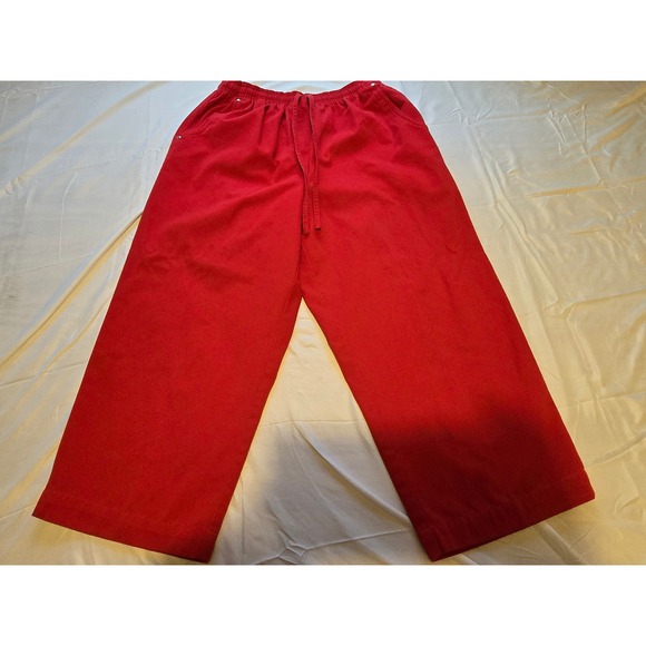 Studio Works Pants - Studio Works Red Cotton Blend Lounge‎ Pants Womens Size 8 Drawstring Wide Leg